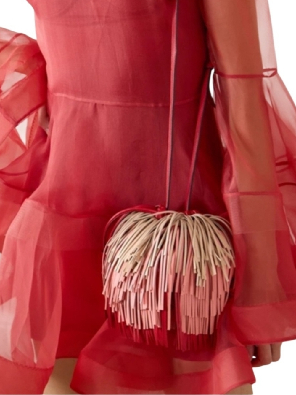 Zimmermann Unique Purse Coral Pink Fringe Crossbody Bag